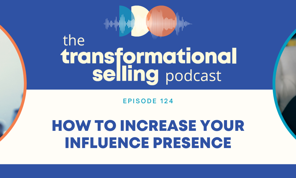 A white and blue graphic with an image to the left of a person standing in front of a group of people, a headshot of Finka Jerkovic to the right, and the words, "How to Increase Your Influence Presence" in the middle.