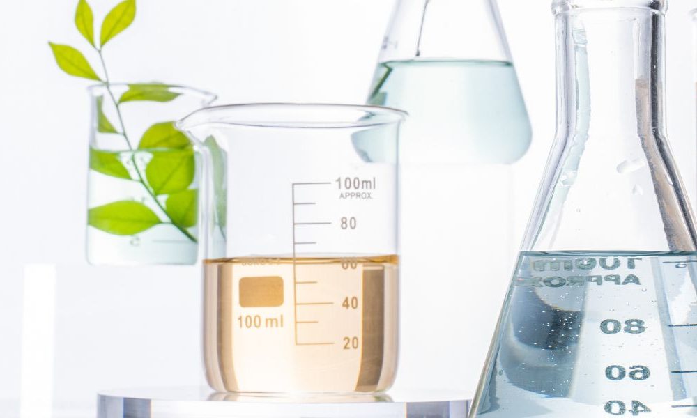 A collection of chemistry glasses.